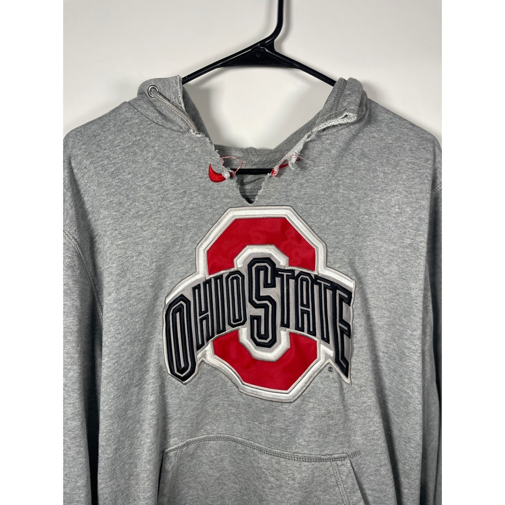 Nike Ohio‎ State Buckeyes Gray Hoodie Sweatshirt Mens XL Distressed Athleisure